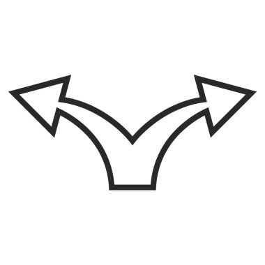 Split ok sol sağ kontur vektör simgesi