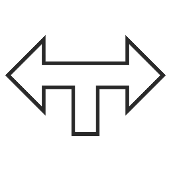 Junction Arrow Left Right Contour Vector Icon — Stock Vector