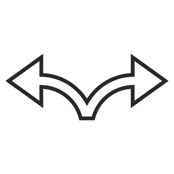 Bifurcation Arrow Left Right Contour Vector Icon — Stock Vector