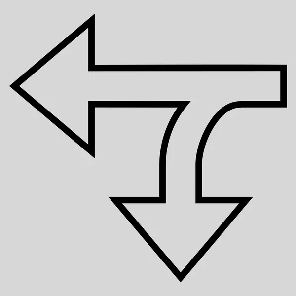 Icône vectorielle de contour gauche dans la direction divisée — Image vectorielle