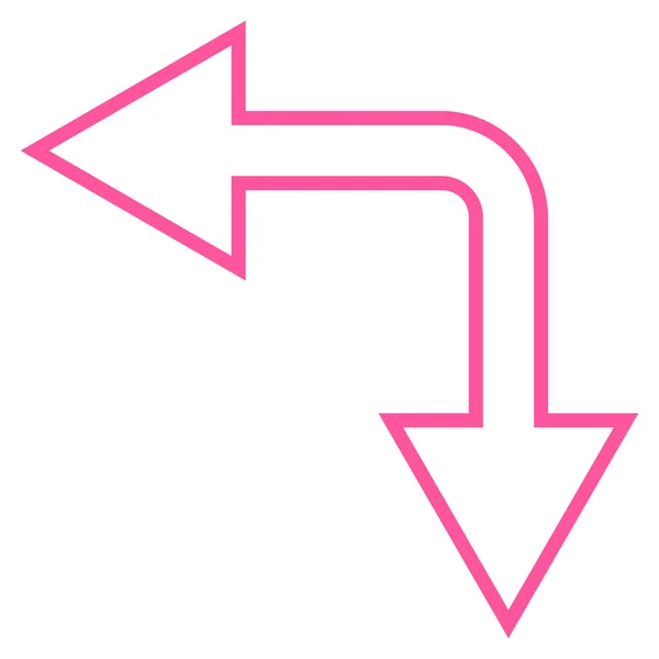 Volba šipka vlevo dolů osnovy vektorové ikony — Stockový vektor