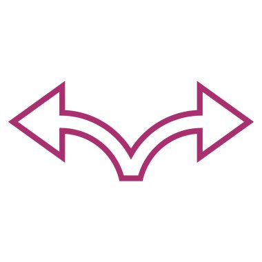 Sol çatallanma ok sağ kontur vektör simgesi