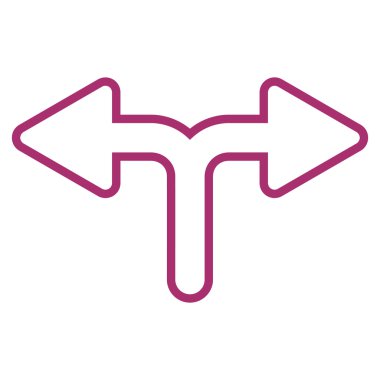 Bifurkasyon ok sol sağ kontur vektör simgesi