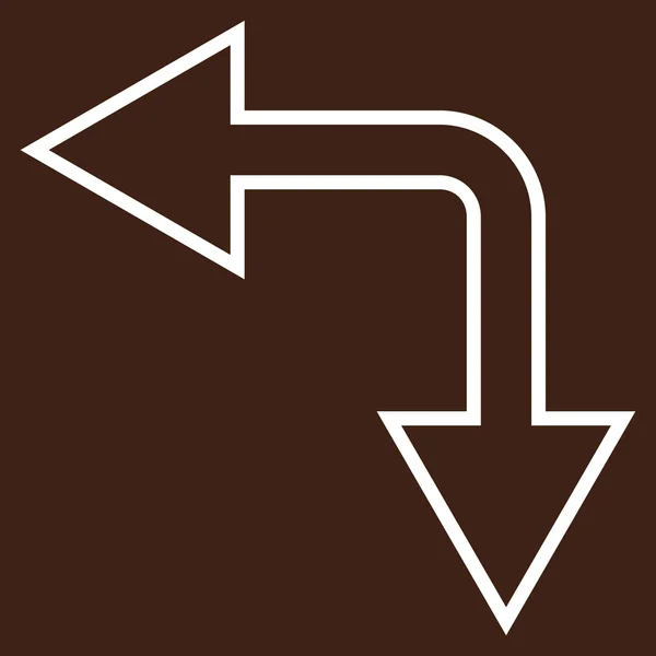 Keuze pijl links beneden de lijn Vector Icon — Stockvector