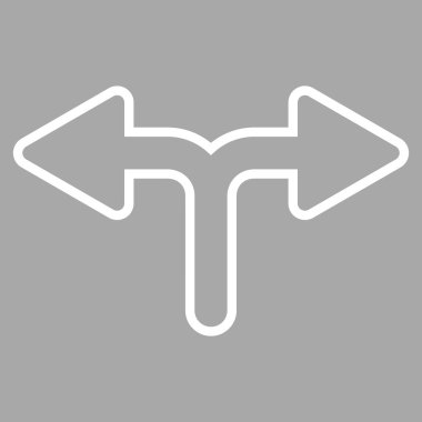 Bifurkasyon ok sol doğru anahat vektör simgesi