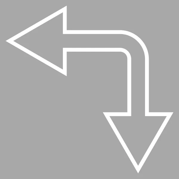 Auswahlpfeil links nach unten Konturvektorsymbol — Stockvektor