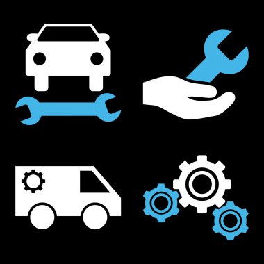 Araba Servisi düz vektör simgeler