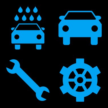 Araba Servisi düz vektör simgeler
