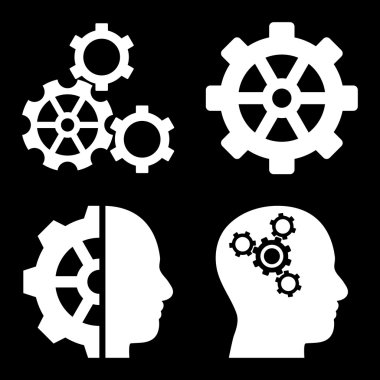 Akıl-düz vektör simgeler vites