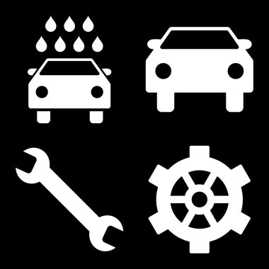 Araba Servisi düz vektör simgeler