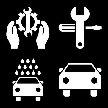 Araba Servisi düz vektör simgeler