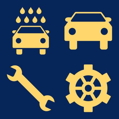 Araba Servisi düz vektör simgeler