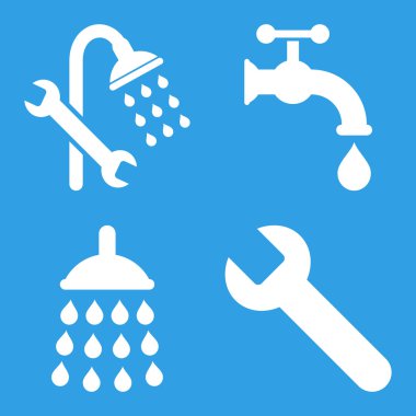 Düz vektör simgeler sıhhi tesisat araçları