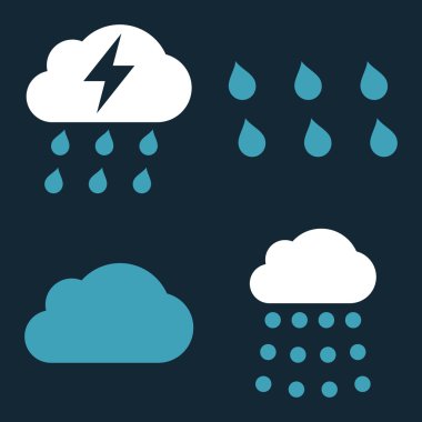 Düz vektör simgeler yağmur