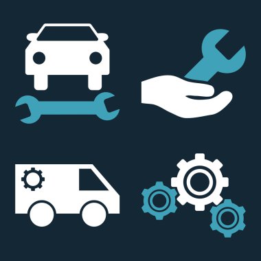 Araba Servisi düz vektör simgeler
