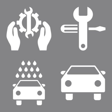 Araba Servisi düz vektör simgeler