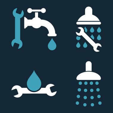 Düz vektör simgeler sıhhi tesisat araçları