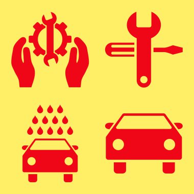 Araba Servisi düz vektör simgeler