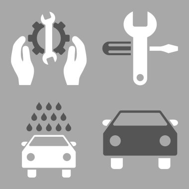 Araba Servisi düz vektör simgeler