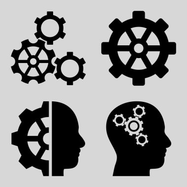 Akıl-düz vektör simgeler vites