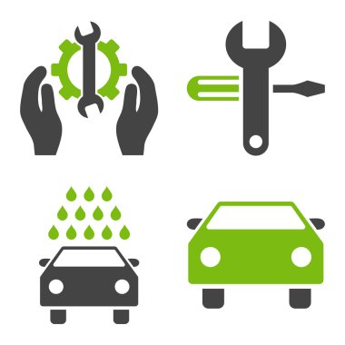 Araba Servisi düz vektör simgeler