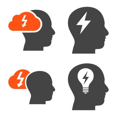 Beyin fırtınası düz vektör simgeler