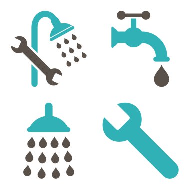 Düz vektör simgeler sıhhi tesisat araçları