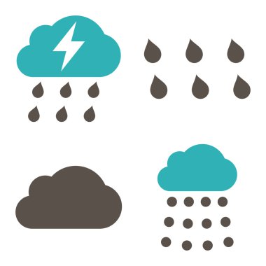Düz vektör simgeler yağmur