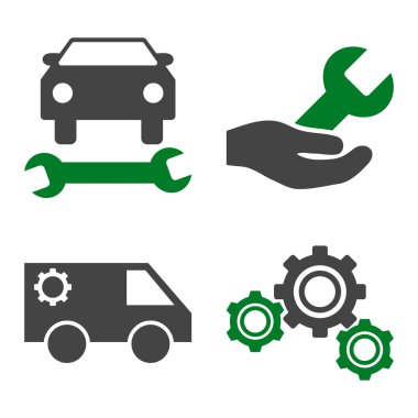 Araba Servisi düz vektör simgeler