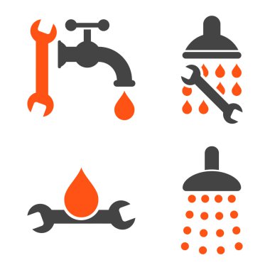 Düz vektör simgeler sıhhi tesisat araçları