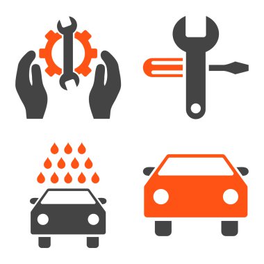 Araba Servisi düz vektör simgeler