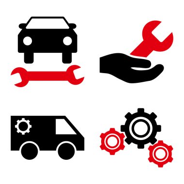 Araba Servisi düz vektör simgeler