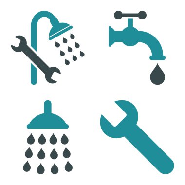 Düz vektör simgeler sıhhi tesisat araçları