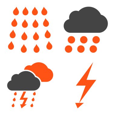 Fırtına düz vektör simgeler