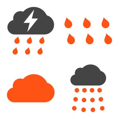 Düz vektör simgeler yağmur