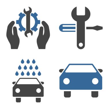 Araba Servisi düz vektör simgeler