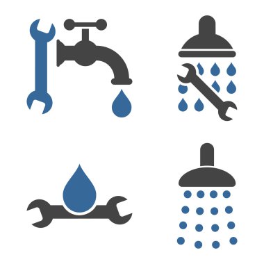 Düz vektör simgeler sıhhi tesisat araçları