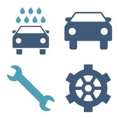Araba Servisi düz vektör simgeler