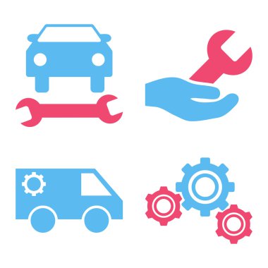 Araba Servisi düz vektör simgeler
