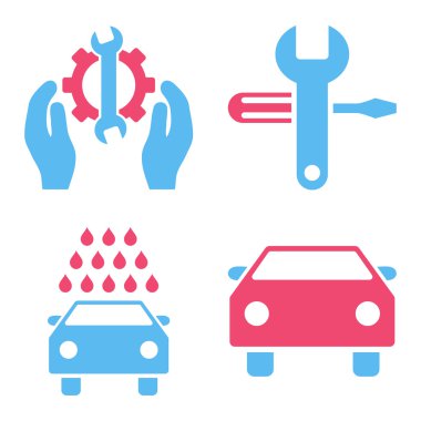 Araba Servisi düz vektör simgeler