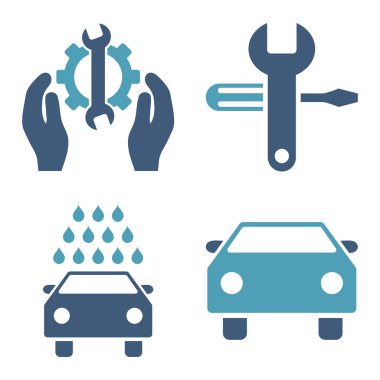 Araba Servisi düz vektör simgeler