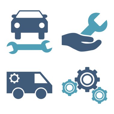 Araba Servisi düz vektör simgeler
