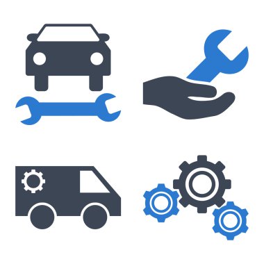 Araba Servisi düz vektör simgeler