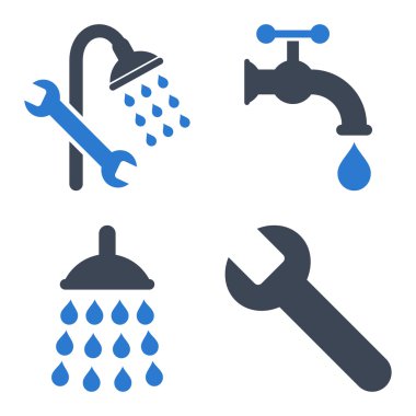 Düz vektör simgeler sıhhi tesisat araçları