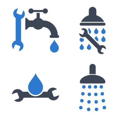 Düz vektör simgeler sıhhi tesisat araçları