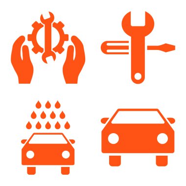 Araba Servisi düz vektör simgeler