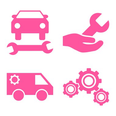 Araba Servisi düz vektör simgeler