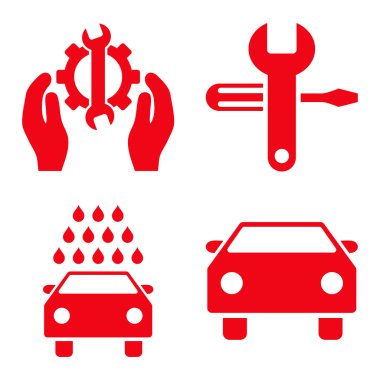 Araba Servisi düz vektör simgeler