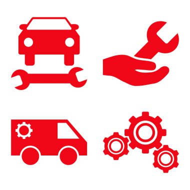 Araba Servisi düz vektör simgeler