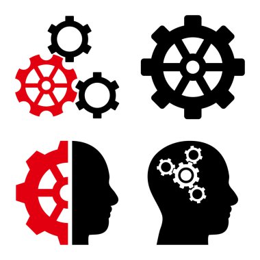 Akıl-düz vektör simgeler vites